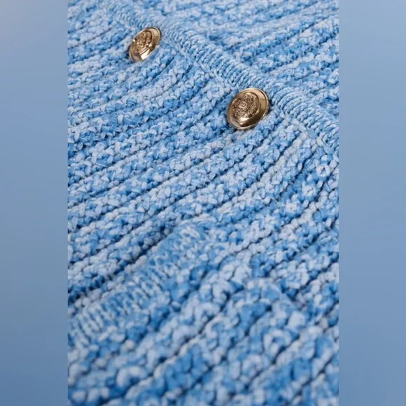 NEW Ba&sh Bash Guspa Cardigan Jacket in  Blue Crochet | size 1 / S - Picture 4 of 12